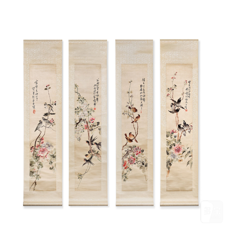 二十世紀 緞繡花鳥紋立軸四幅 | A SET OF FOUR EMBROIDERED 'BIRD' SCROLLS - 图15
